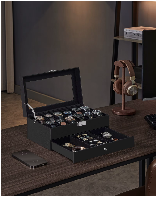 LuxVault™ Luxury Watch & Jewellery Organiser Box