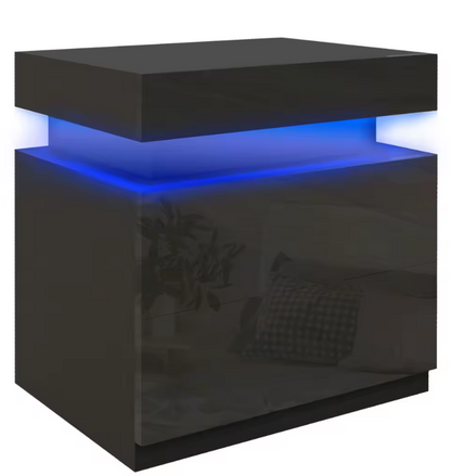 LuxNight™ High Gloss LED Bedside Table with 2 Drawers