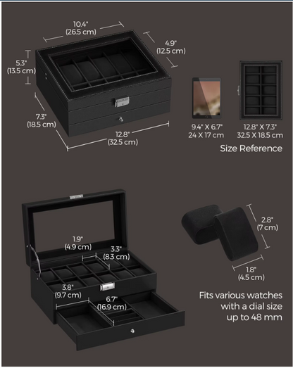 LuxVault™ Luxury Watch & Jewellery Organiser Box