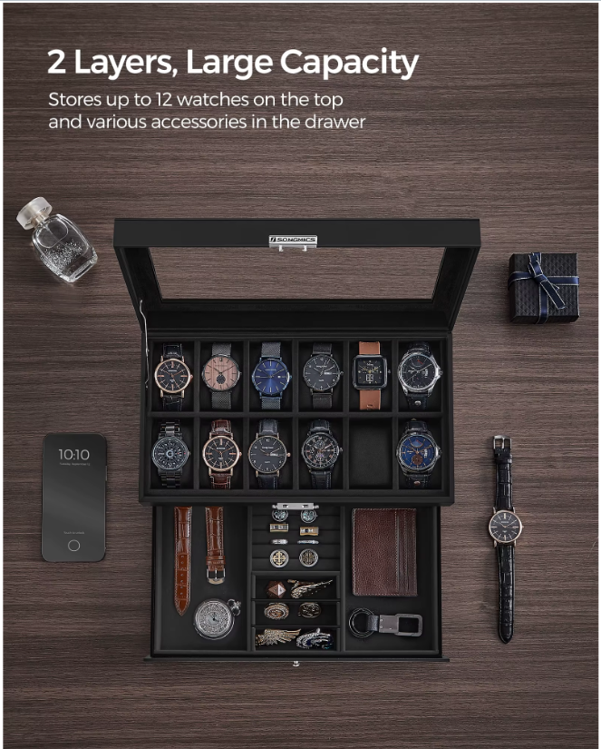 LuxVault™ Luxury Watch & Jewellery Organiser Box
