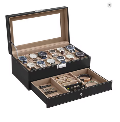 LuxVault™ Luxury Watch & Jewellery Organiser Box